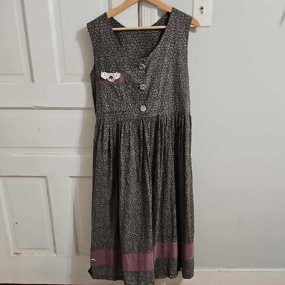 Vintage Gray and Purple Sleeveless Dress